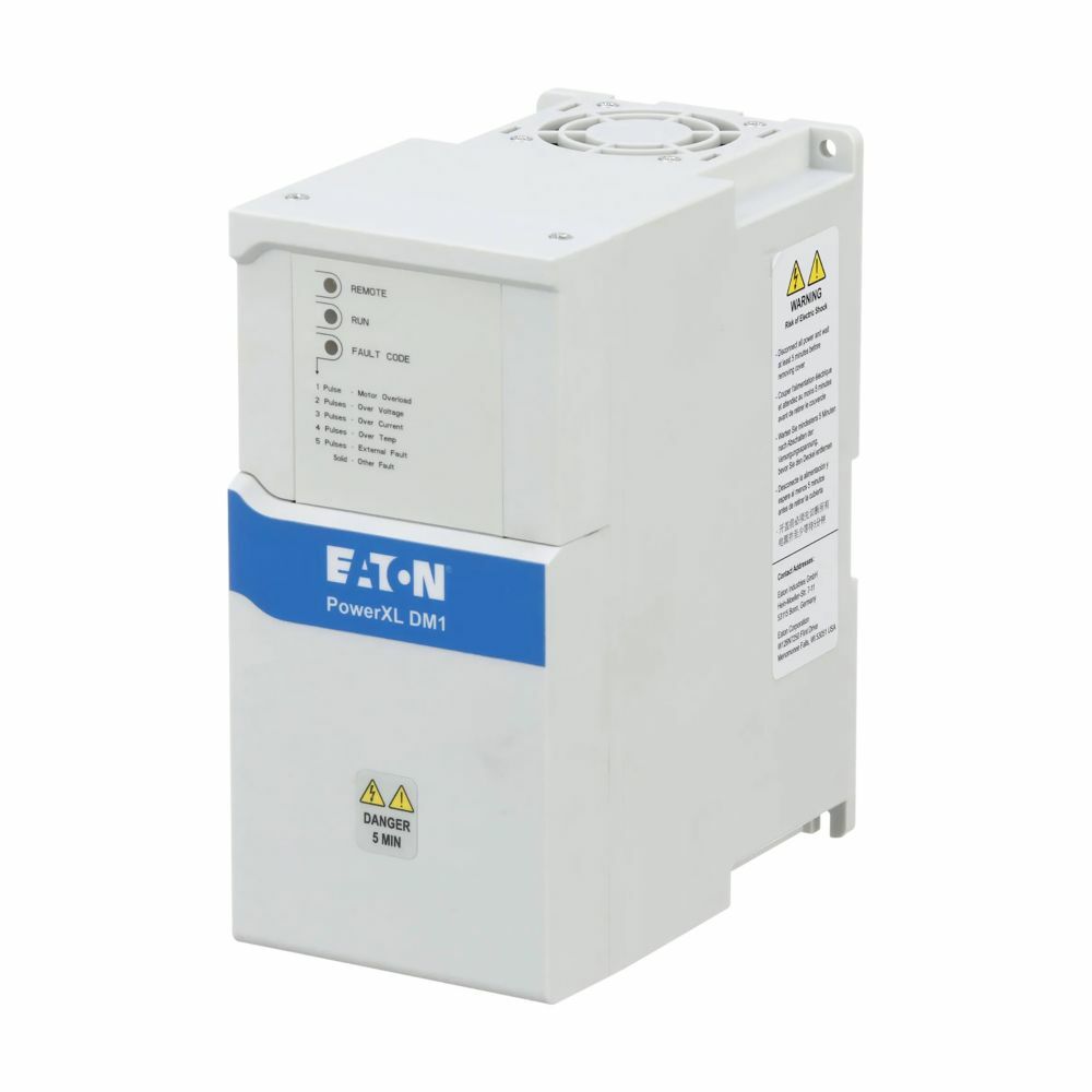 Eaton PowerXL DM1 series micro drive, Three-phase, 400 V, 12 A, Internal EMC filter, Internal brake chopper, IP20, No ST0 and no ethernet communications