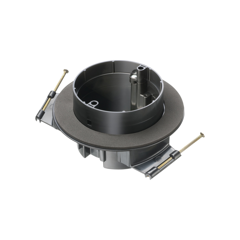 Ceiling Vapor box for fixtures up to 50lbs. For new construction. 2 Hour Fire rating. Round, Nail on. 39.5 cu. in.