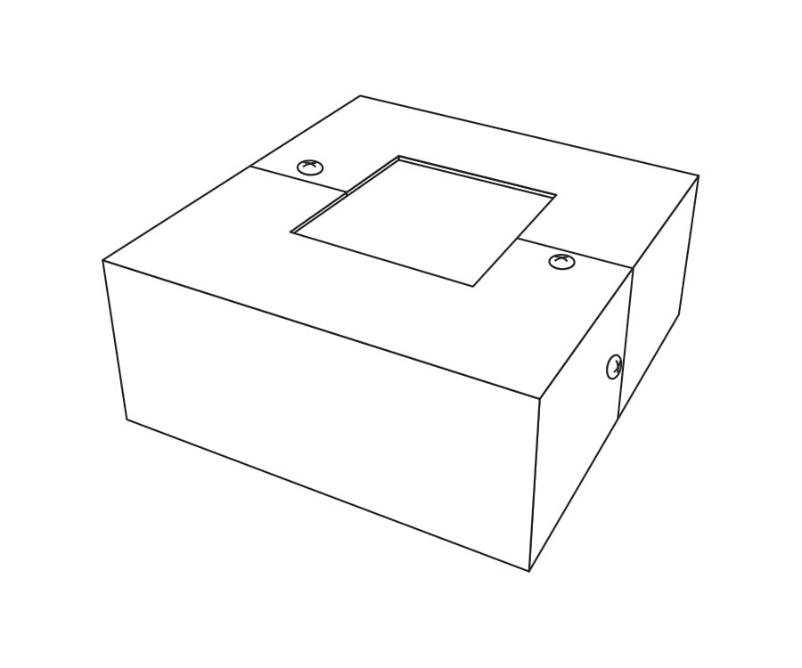 Base Cover 4 Inch Square Steel Pole 2Pc Steel with (4) Screws