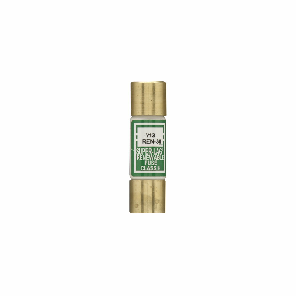 Eaton Bussmann Series REN Fuse, Renewable Fuse, Renewable, Super lag, time lag, 30 A, 250 Vac, 10 kAIC interrupt rating, Class H, Ferrule end X ferrule end connection, 10 units