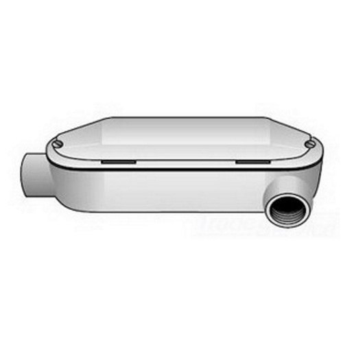 OZ-Gedney Type LR Mogul Conduit Body, 2 IN Hub, Length: 14.63 IN, 4.13 IN Width, 5 IN Height, Malleable Iron, Finish: Hot Dip Galvanized, Connection: Tapered FNPT, 134 CU-IN Volume, Third Party Certification: UL File Number E-18095, CSA 009795, Applicable Third Party Standards: UL 514A, CSA C22.2 No. 18, Federal Specification Number A-A-50563, Hazardous Locations: Class 1, Division 2 Per NEC section 501-4(B), NEMA: FB-1, FB-2.10, For Rigid Conduit And IMC
