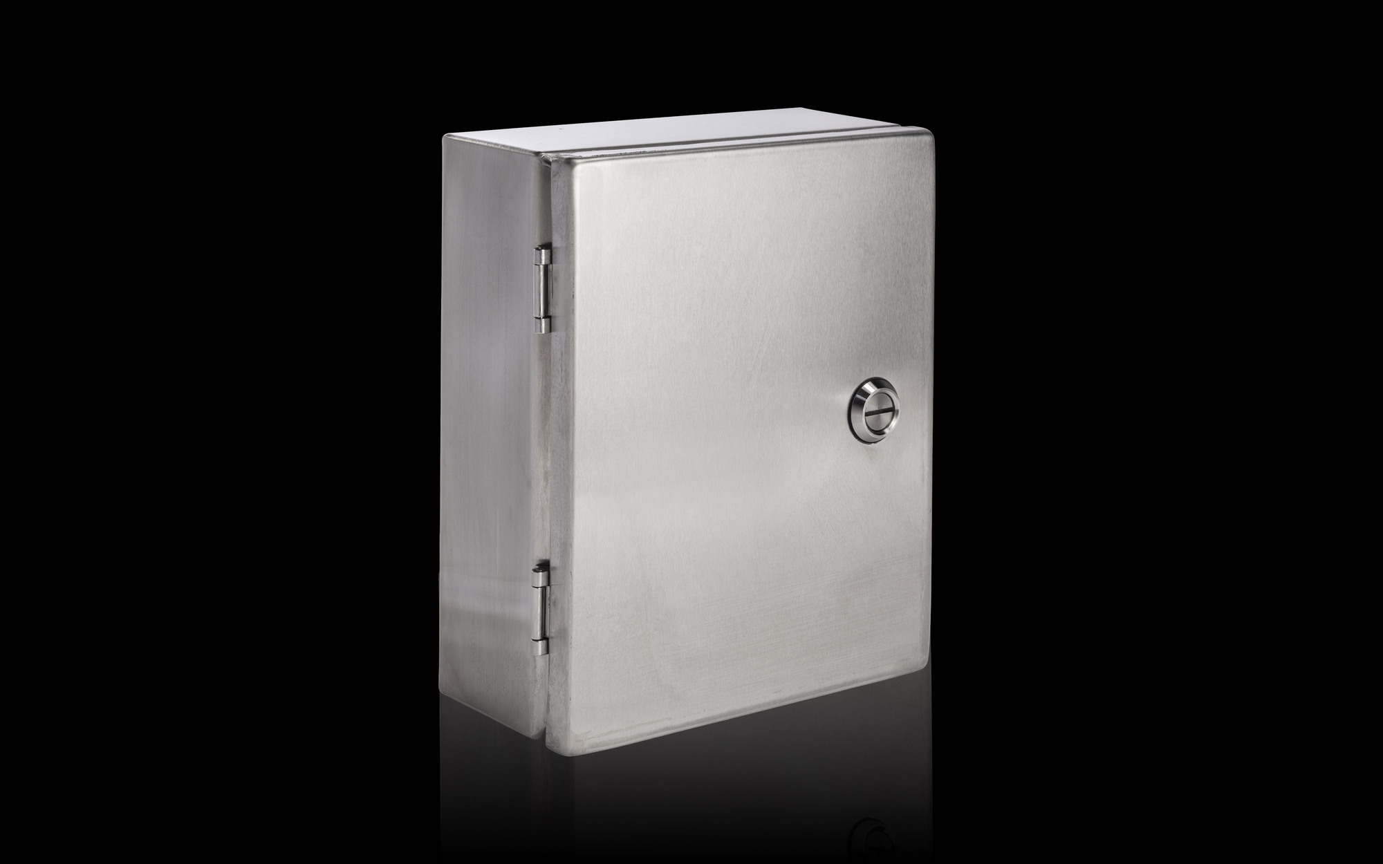 Junction Box, 1-Door, Series: JB Series, 9.8 in Width, 5.9 in Depth, NEMA 4X Rating, Hinged Cover, Lock: Quarter-Turn Latch, Foamed-In PU Seal Insulation, Wall Mounting, Stainless Steel, Brushed, Light Gray