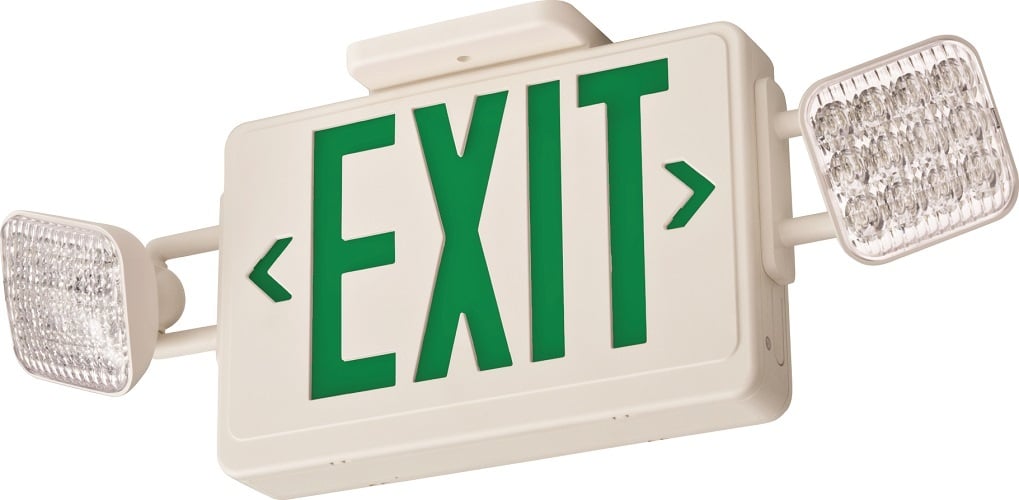 Thermoplastic LED exit/unit combos, LED, High output lead-calcium battery, SKU - 210LAF