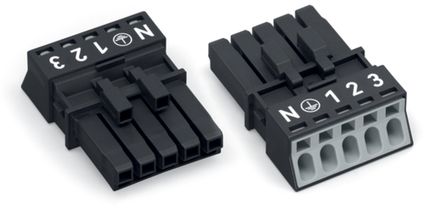 Socket; 5-pole; Cod. A; 1,50 mm; black