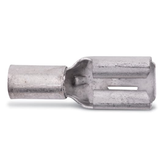 Non-Insulated Female Disconnect, Length .73 Inches, Width .31 Inches, Tab Size .250x.032, Wire Range #12-#10 AWG, Copper, Tin Plated