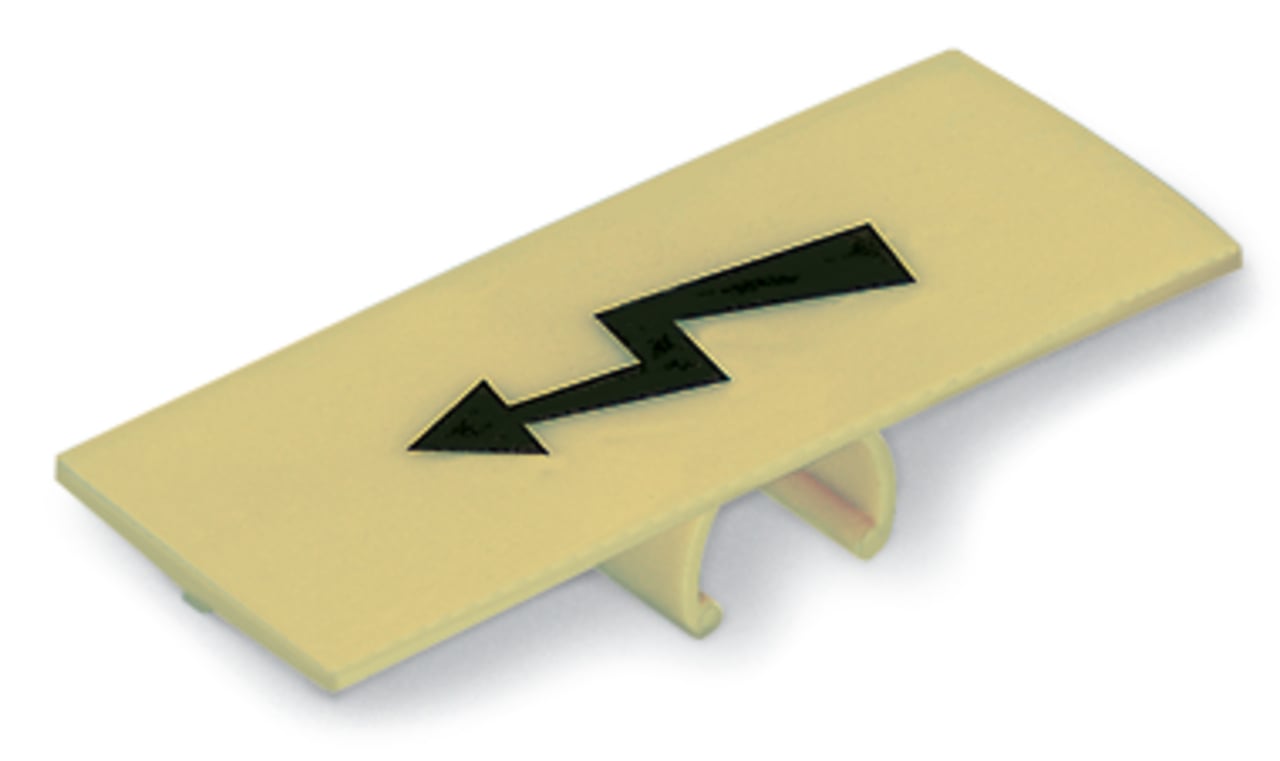 Protective warning marker; with high-voltage symbol, black; yellow