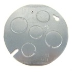 Concrete Box Cover Plate, 4 Inches, 3-1/2 Inch and 2-3/4 Inch Knockouts, Pre-Galvanized Steel, No Stud and Thread Size 3/8-18NPS