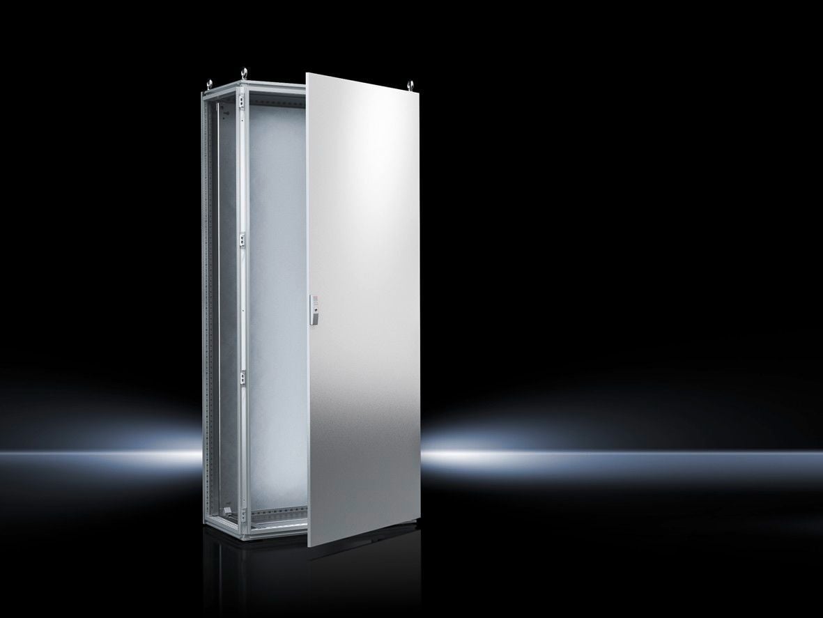 TS Bayed enclosure system, WHD: 800x2000x600 mm, carbon steel, with mounting plate, single door at the front