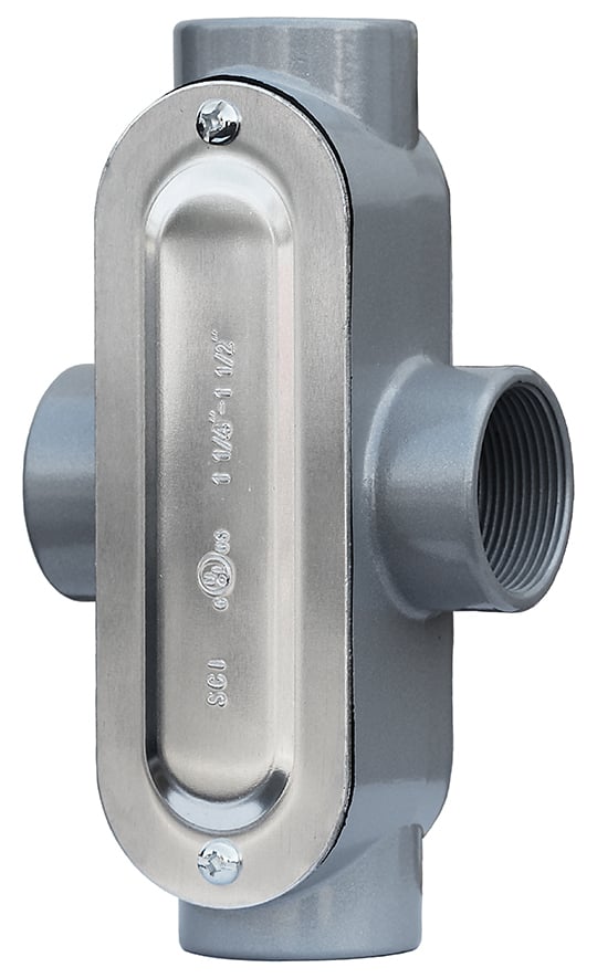 Conduit Body with Cover and Gasket, 3/4 in. hub size, Wall mounting, Die Cast Copper Free Aluminum material, Threaded connection, Neoprene gasket