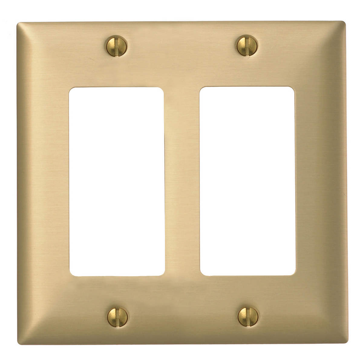 Hubbell Wiring Device Kellems, Wallplates and Boxes, Metallic Plates, 2-Gang, 2) GFCI Opening, Standard Size, Brass