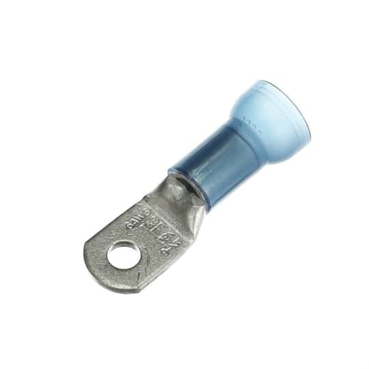 Nylon Insulated Large Ring Terminal, Length 1.65 Inches, Width .49 Inches, Maximum Insulation .420, Bolt Hole #10, Wire Range 6, Color Blue, Copper, Tin Plated, 200 Pack