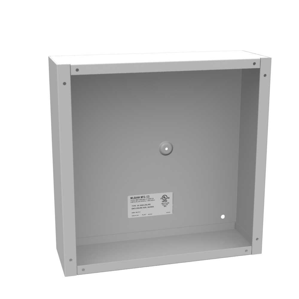 12x4x12 Screw Cover Type 1 UL Listed Steel No Knockouts ANSI 61 Gray Cover with Teardrop Slots Mounting Holes in Back
