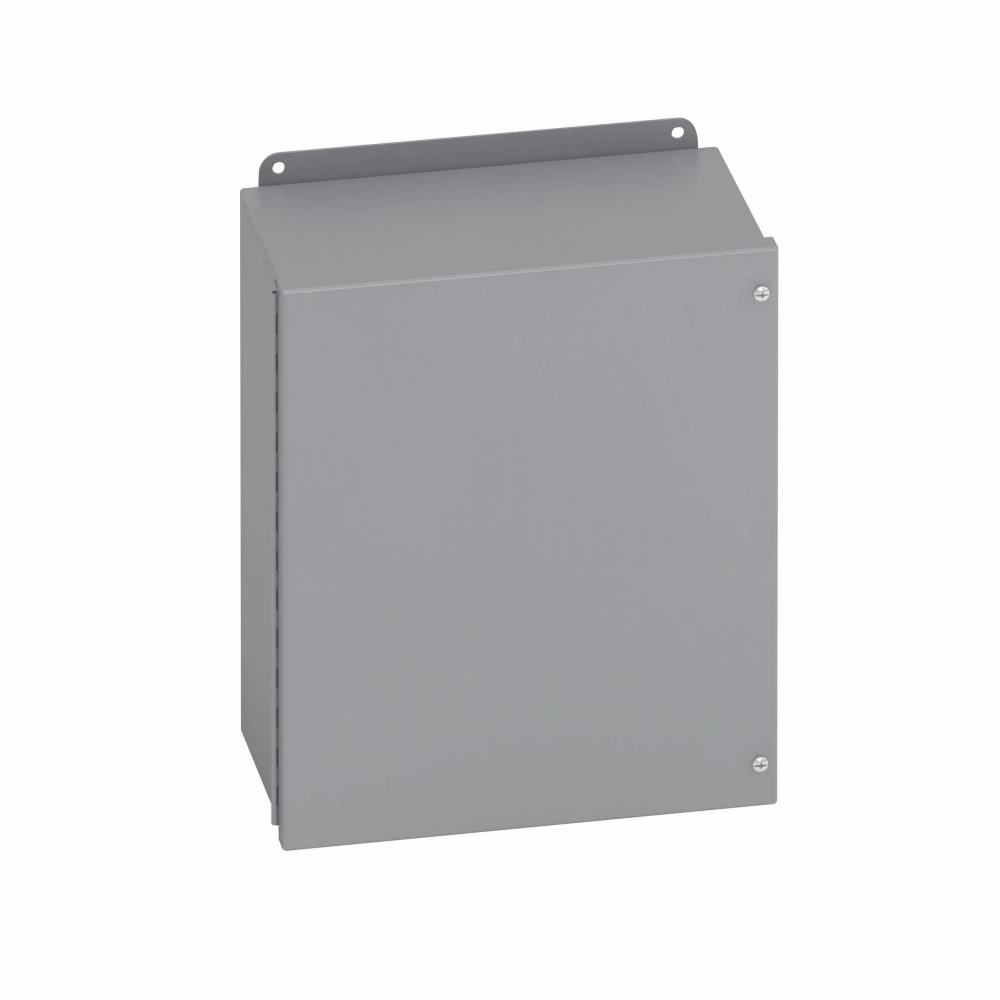 Eaton B-Line series JIC panel enclosure, 8" height, 6" length, 8" width, NEMA 12, Hinged cover, 12CHSC enclosure, Wall mount, Small single door, External mounting feet, Carbon steel, Oil-resistant gasket