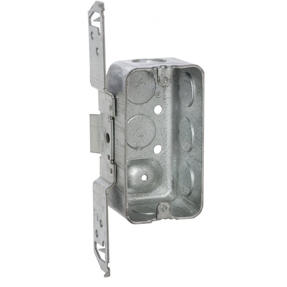 4 In. x 2 In. Handy Bx. 1-7/8 In. Dp. Drawn w/Conduit KO's RaisedGroundTS Brkt 1/2 In. Setback