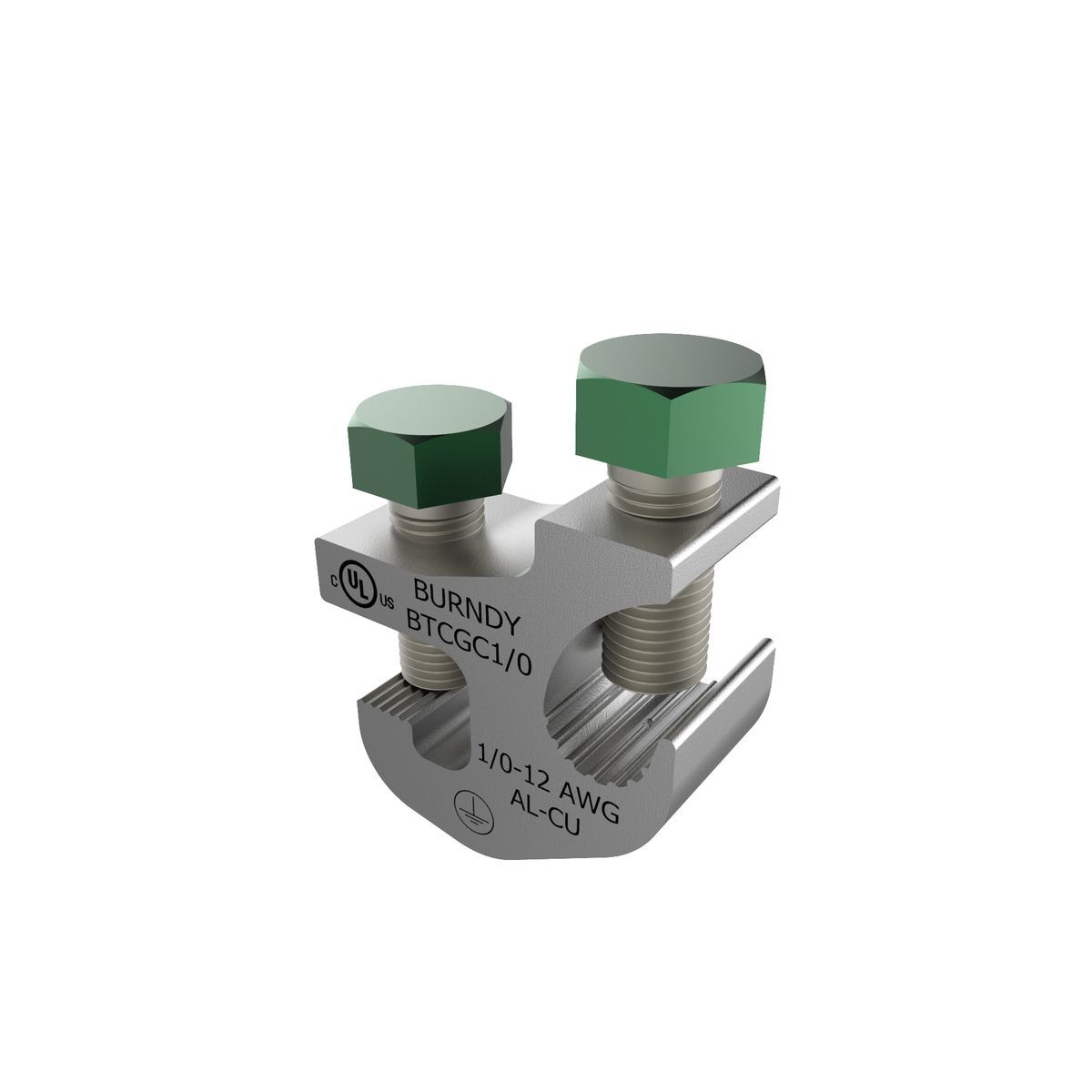 Aluminum ground tray clamp, accomodates ground wire size #12 to 1/0 Kcmil