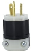 15-Amp, 125-Volt, Non-NEMA, 3P, 3W, Plug, Straight Blade, Industrial Grade, Grounding, Black and White