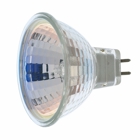 Halogen MR Lamp, Designation: 20MR16/FL, 12 V, 20 WTT, MR16 Shape, GU5.3/GX5.3 Miniature 2 Pin Round Base, C-6 Filament, 2000 HR, 36 DEG Beam Angle, 1-7/8 IN Length, 2 IN Diameter, Lumens: 500 CP Center Beam