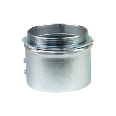 Set Screw Connector, Concrete Tight, Conduit Size 4 Inches, Length 3.938 Inchese, Material Zinc Plated Steel, For use with EMT Conduit