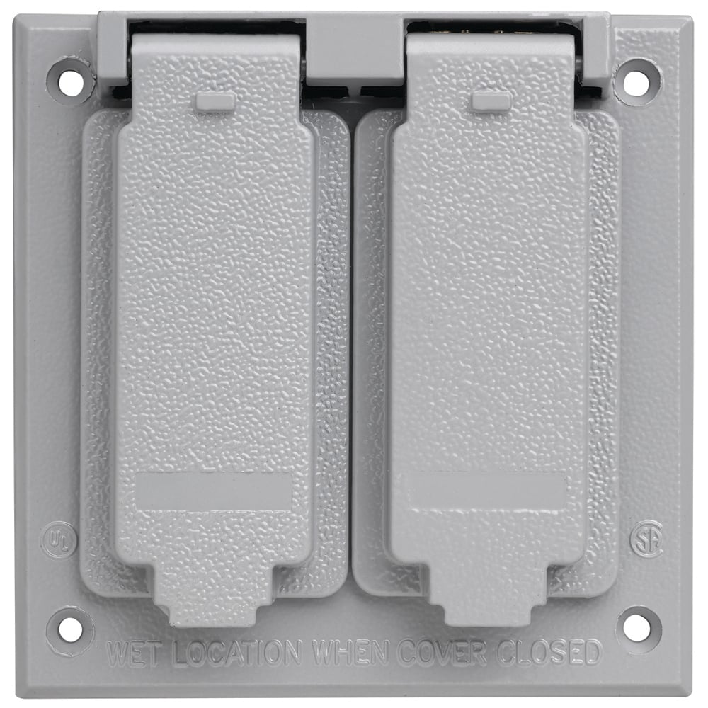 Cast Weatherproof Cover 2 Gang 2 Decorator, 4 Screw Mounting, Gray