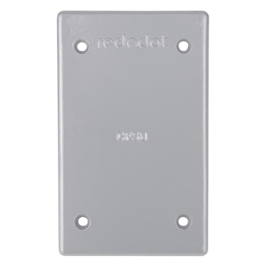 1 Gang Device Box Cover, Die Cast Aluminum, Blank, Box Mount, Raintight When Used with Appropriate Box, Gasket and Screws Included with Cover