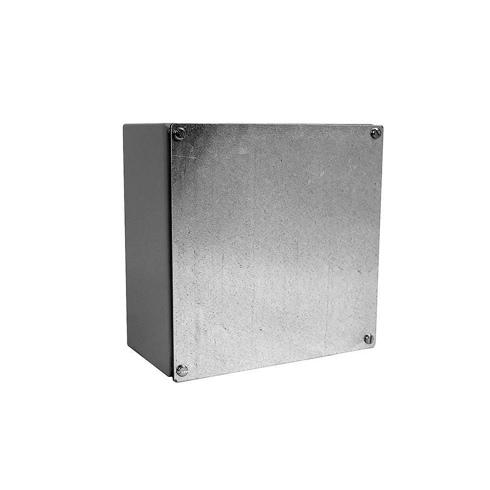 8x6x8 Screw Cover Type 1, 12 and 3R UL Listed Steel No Knockouts ANSI 61 Gray Gasket in Lid Stainless Steel Screws Grounding Stud