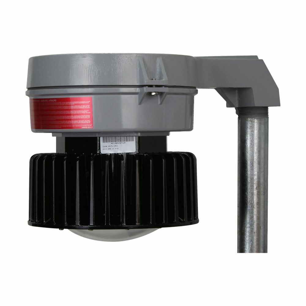 Eaton Crouse-Hinds series Champ Pro PVML LED fixture, Cool white, 70W HID equivalent, No guard, Glass lens, 3000 lumens, 123 lm/W, Die cast aluminum, Stanchion straight, Type V, 1-1/2" trade size, 100-277 Vac, 127-250 Vdc, 28W