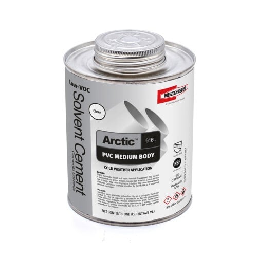 Arctic Low-VOC Medium PVC Solvent Cement, Clear, 1 Pint