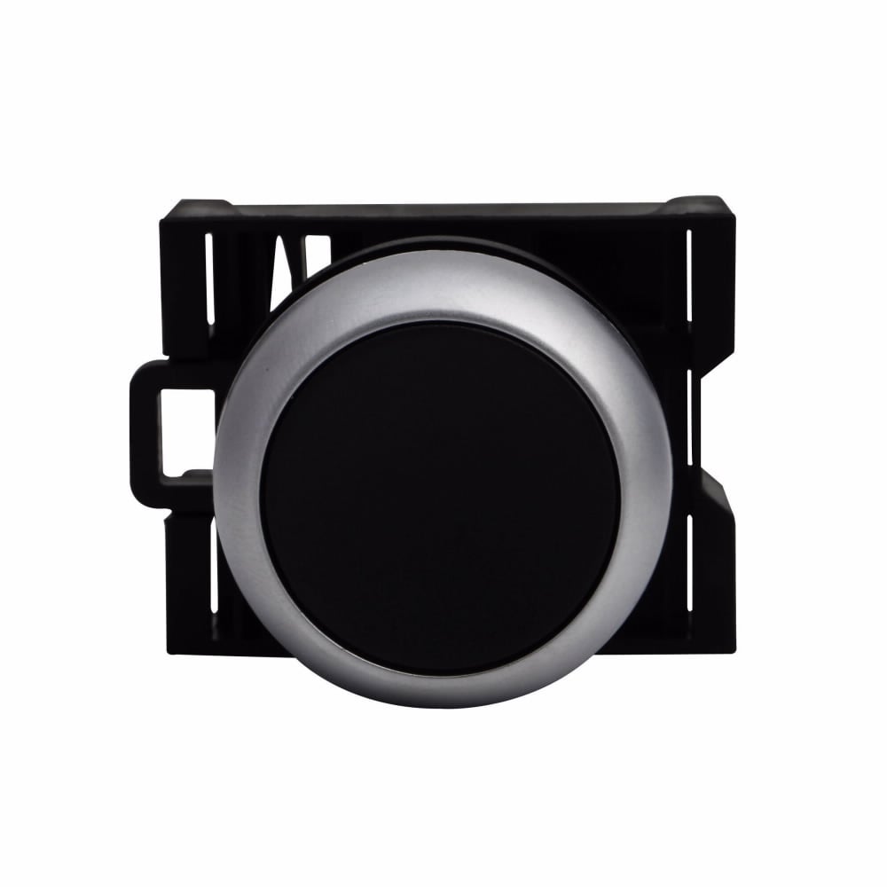 Eaton 22.5 mm RMQ-Titan Pushbutton,Black Actuator,Silver bezel,IP67, IP69K,Non-illuminated,Flush mounting,NEMA 4X, 13,5,000,000 operations,Momentary,22.5 mm,Flush Pushbutton,M22