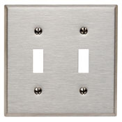 2-Gang Toggle Device Switch Wallplate, Standard Size, 430 Stainless Steel, Device Mount, - Stainless Steel