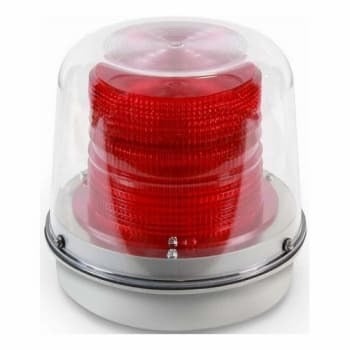Heavy Duty Strobe Beacon, 120 VAC, Xenon Lamp, Red, Surface Mounting