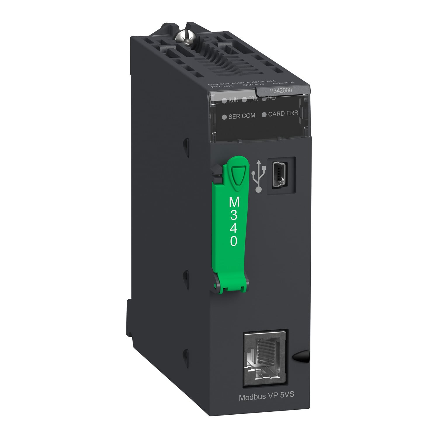 processor, Modicon M340, max 1024 discrete, 256 analog IO, Modbus