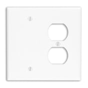 2-Gang 1-Duplex 1-Blank Device Combination Wallplate, Midway Size, Box Mount, Ivory