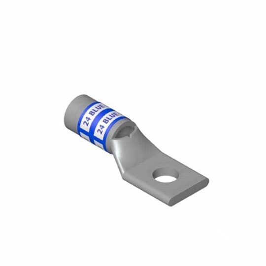 Copper One-Hole Lug, Standard Barrel, Peep Hole, Max 35kV, Wire Size #8 AWG, #8 Bolt Size, Tin Plated, Die Code 21, Die Color Code Red
