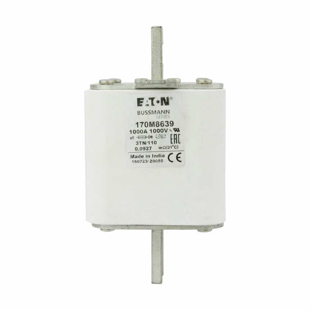 High Speed Fuses, 700A, DC common bus, DC drives, power converters/rectifiers, reduced voltage starters, AR, 125 kAIC RMS Symmetrical, Din 43 620 blade style, Square body, -TN/110 type T indictator for micro, 125W, IEC Rated, UL Recognized,