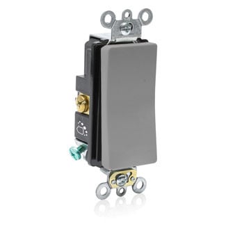 Switch Standard Antimicrobial Treated Decora Plus, Quiet Single Pole 20A-120/277V Ac 1Hp At 120V, 2Hp At 240V -  Gray