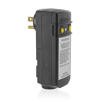 15-Amp, 120-Volt, Grounded, Compact Automatic Reset Right Angle GFCI, RoHS Compliant, Black