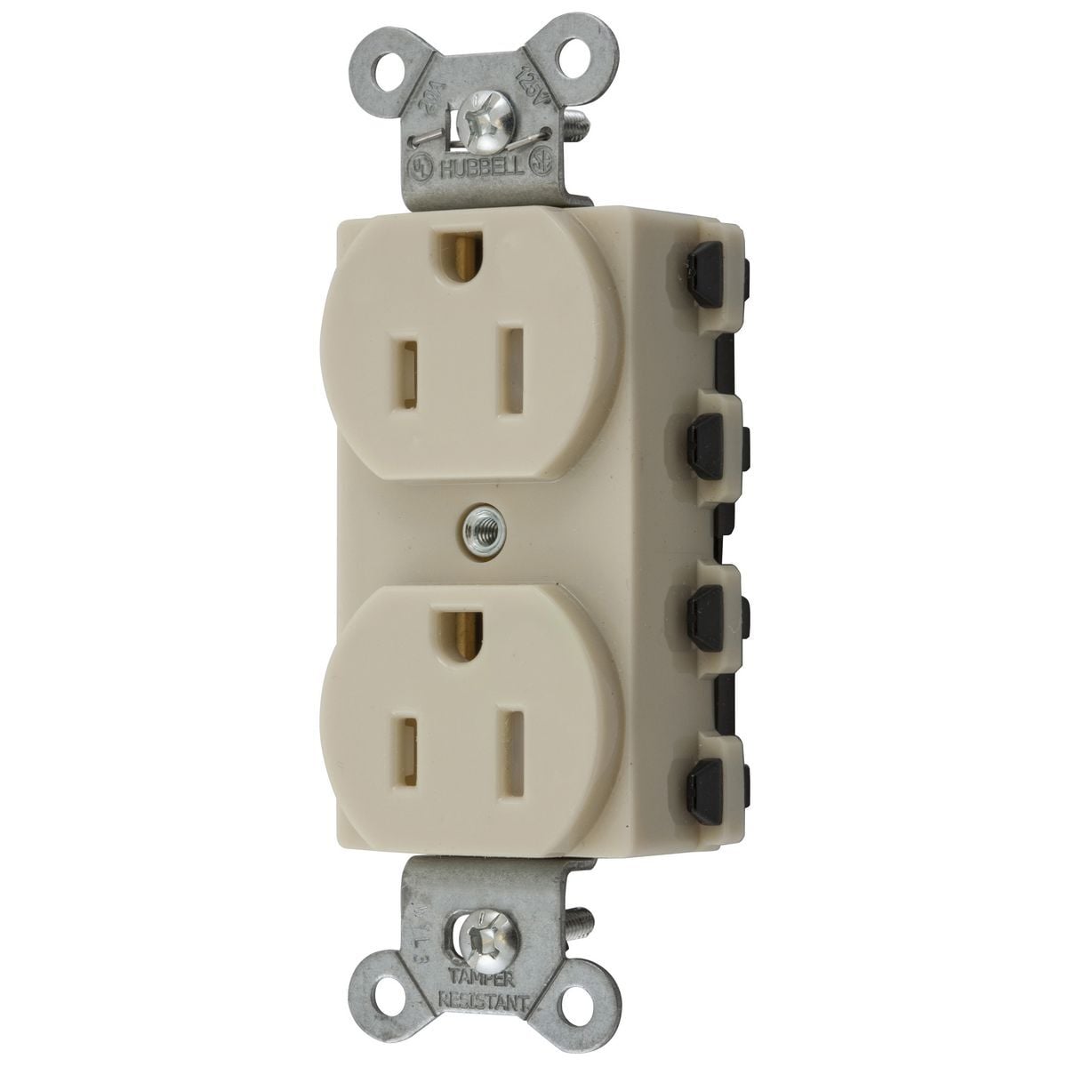 Straight Blade Devices, Receptacles, Duplex, SNAPConnect, Tamper Resistant, 15A 125V, 2-Pole 3-Wire Grounding, 5-15R, Nylon, Ivory, USA