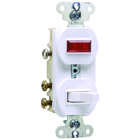 15 amps, 120/125 volts, Three-way, Single Pilot Light, Combination Switch, Non-Grounding, White.