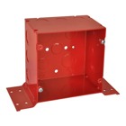 Fire Signal Box, 67 Cubic Inches, 5 Inches Square x 2-7/8 Inches Deep, 1/2 Inch and 3/4 Inch Knockouts, Red, Pre-Galvanized Steel, with CV Bracket