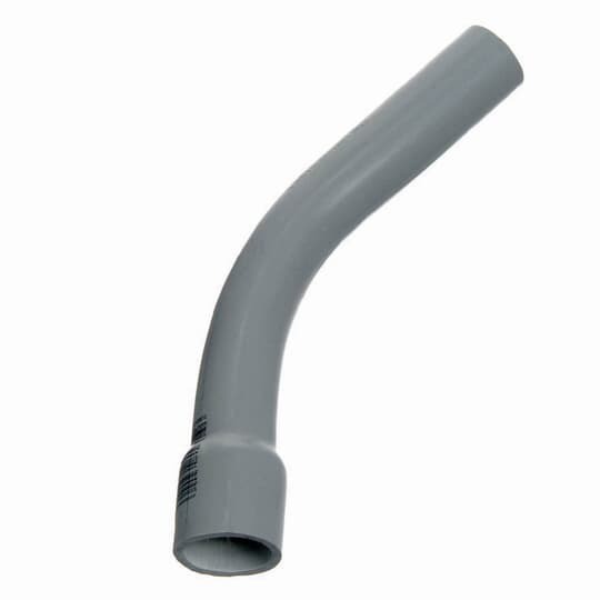 Schedule 40 Elbow, Size 6 Inches, Bend Radius Standard, Bend Angle 45 Degrees, Material PVC, Belled End