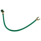 Grounding Screw, Fork Terminal and Insulated Pigtail, 10-32 x 3/8 Inch Slotted Hexagon Head Washer-Face Ground Screw with Green Dye Finish and a 8 Inch Solid-Copper #12 AWG Insulated Wire
