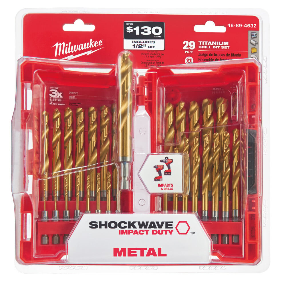 29-Piece Titanium Nitride SHOCKWAVE Red Helix Drill Bit Kit