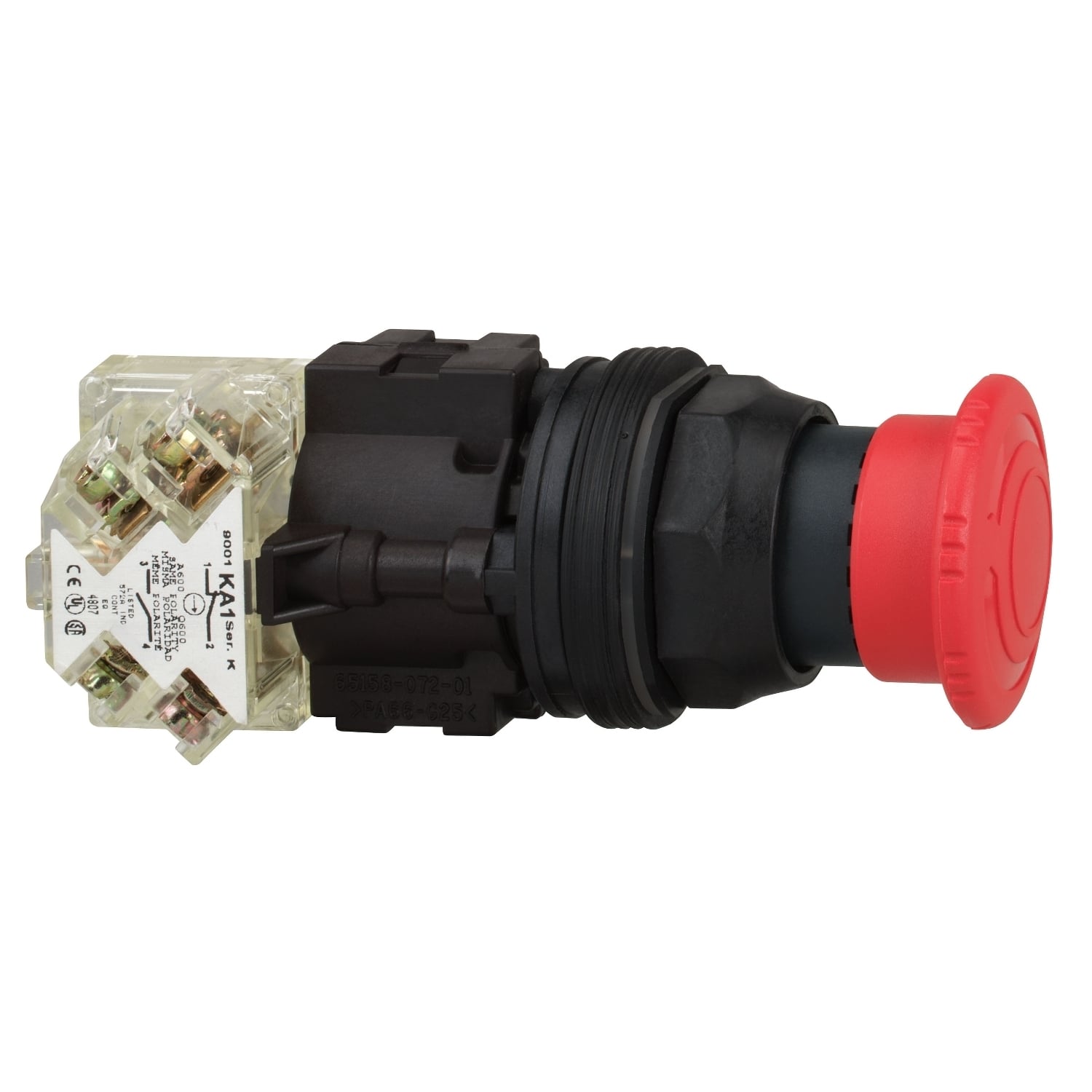 Emergency stop push button, Harmony 9001SK, plastic, mushroom 40mm, red, 30mm, 2 positions, turn to release, 2 C/O