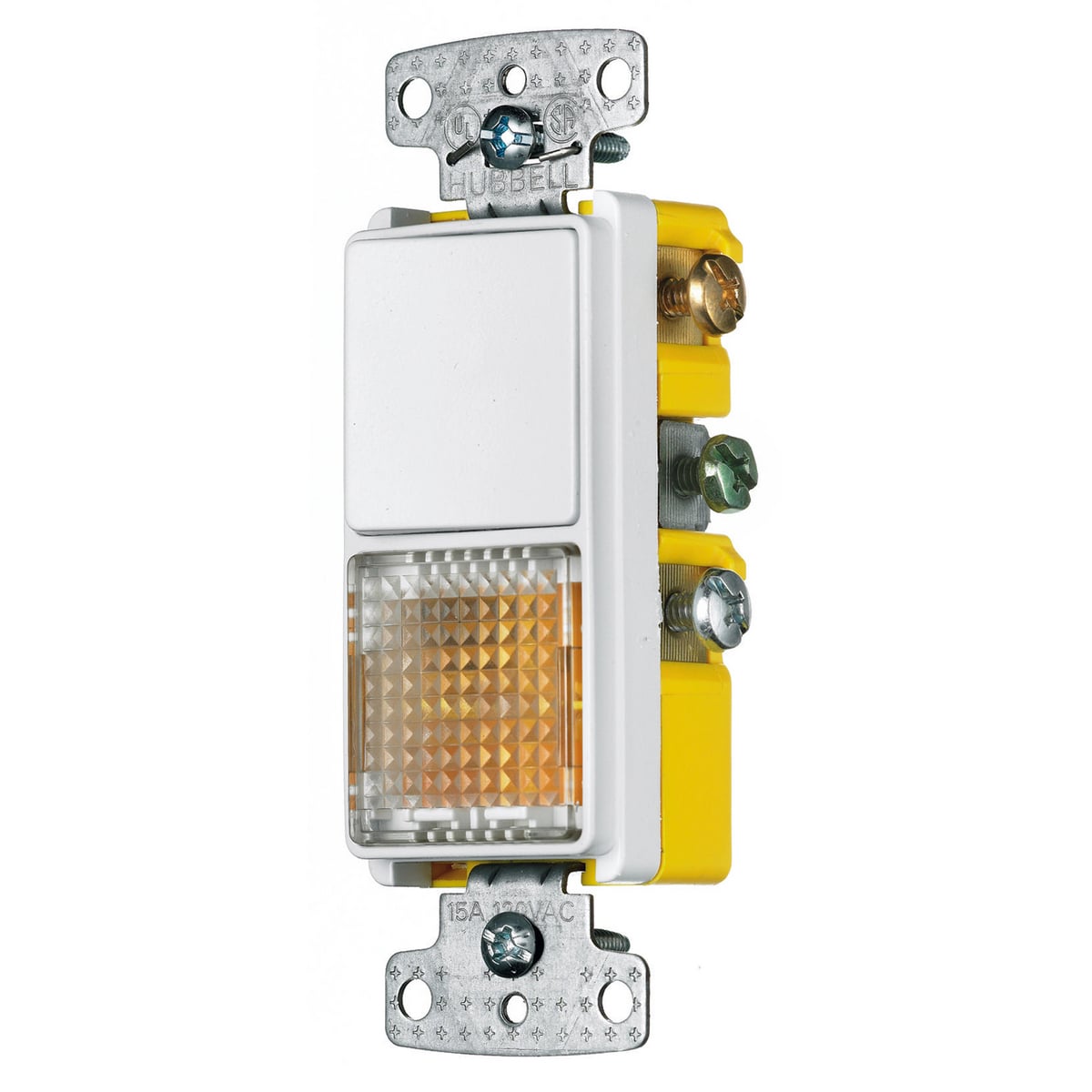RCD109W Decorator Standard Sized Combination Rocker Switch, 125 V AC, 15 A, 1875 W