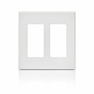 80309-SW Decora Plus Screwless Standard Size Wall Plate, 2 Gangs, 4.56 in W x 4.61 in H, Polycarbonate, White