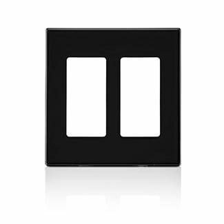 Screwless Wallplate 2 Gang Decora. Standard Size. Top Plate And White Subplate.  Less Subplate Screws. - Black