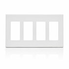 4-Gang Decora Plus Wallplate Screwless Snap-On Mount, White