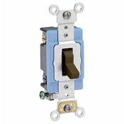 15 Amp, 120/277 Volt, Toggle 4-Way AC Quiet Switch, Extra Heavy Duty Spec Grade, Self Grounding, Back and Side Wired, Brown
