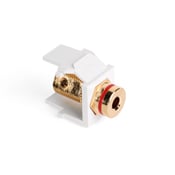 QuickPort Banana Jack Adapter, Gold-Plated with Red Stripe, White