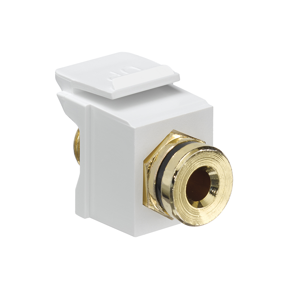 QuickPort Banana Jack Adapter, Gold-Plated with Black Stripe, White